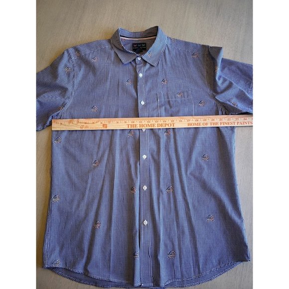 Men's Charleston Threads Short Sleeve Button Down Checks with Patriotic Crabs L - Picture 10 of 13